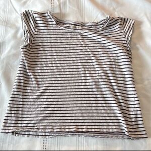Madewell Womens XS Striped Cap Sleeve T-Shirt Grey Brown Scoop Neck Knit Top